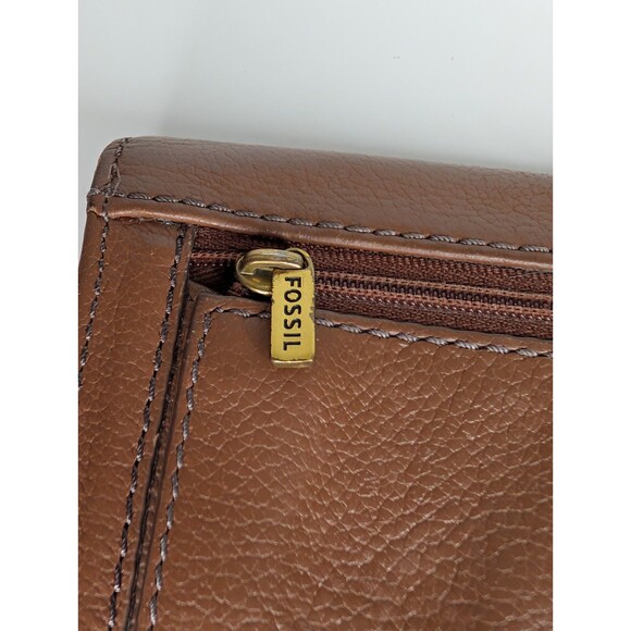 Fossil Brown Leather Farrah FLP Wallet Clutch RFID - Picture 4 of 10